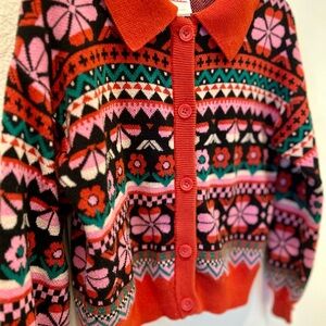 Hannna Andersson Flower Fair Isle Cardigan